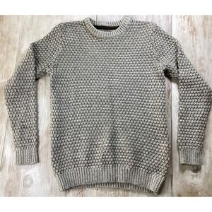 Fat Face Textured Knit Crew Neck Sweater Light Grey Oatmeal Size S